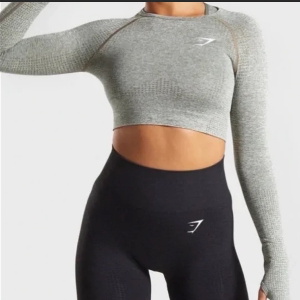 Gymshark vital seamless ling sleeve crop - khaki green